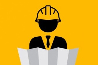 Ilustrativna slika građevinskog radnika s nacrtom